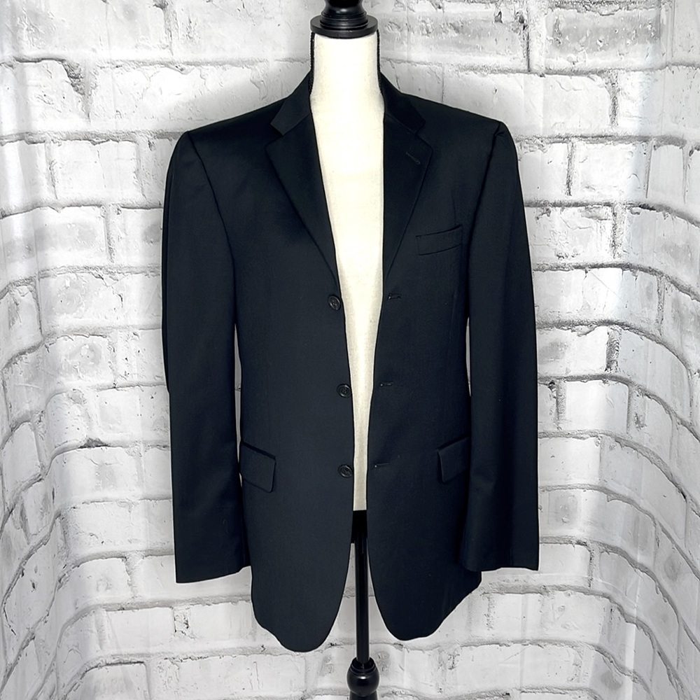 Burberry Men's Black Three-Button Wool Blazer